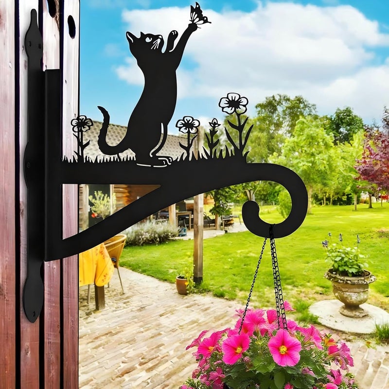 Muuruu Plant Hangers Outdoor & Indoor, Plant Hooks for Hanging Baskets, Heavy Duty Wall Hanger, Metal Wall Mount Holder for Flower Basket, Bird Feeder, Lantern, Wind Chimes-Patio, Garden, Home Decor (Cat) - Image 1